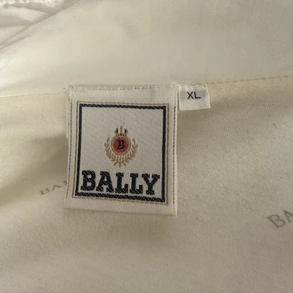 Bally Vtg Full Zip Jacket Windbreaker Womens Sz XL Ivory Soft Cotton Logo Lining - Picture 9 of 14